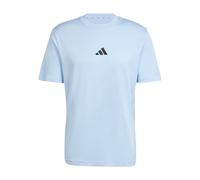 adidas Men's Essentials Small Logo Single Jersey TEE, Glow Blue/Black, XS