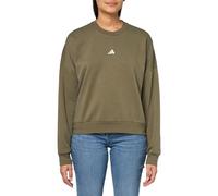 adidas Essentials Women's Small Logo Feel Cozy Sweatshirt Long Sleeve Sweatshirt (Pack of 1), Olive Strata/White, XS