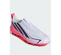 adidas Unisex Kids F50 Hyperfast League Laceless Artificial Ground Football Boots Kids Shoes, FTWR White/Solar Purple/Solar Turbo, 12 UK Child