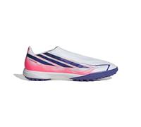 adidas Unisex F50 Hyperfast League Laceless Turf Football Shoes, FTWR White/Solar Purple/Solar Turbo, 8 UK