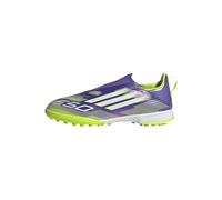 adidas F50 League Laceless Turf Football Boots Kids, Purple Rush/Cloud White/Lucid Lemon, 2 UK Child