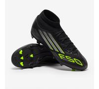 adidas Unisex F50 League Mid Firm Multi Ground Football Boots, Core Black/Iron Metallic/Lucid Lemon, 10.5 UK