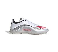adidas F50 Messi League Turf Football Boots Kids, Cloud White/Lucid Red/Silver Metallic, 2 UK Child