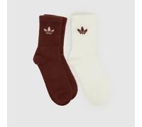 adidas Fluffy Crew Sock 2 Pack in Brown & Cream, Logo Detail, Nylon, Size: 4.5-5.5 UK 4.5-5.5