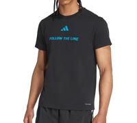adidas Follow The Line Graphic Mens Running Top Black Short Sleeve Run T-Shirt