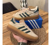 Adidas Gazelle Bold Magic Beige Collegiate Green (Women's) ID7056