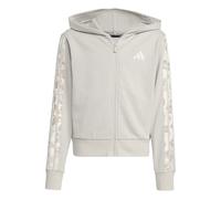 Adidas Girls 3-Stripes Animal French Terry Hooded Track Top Colour: Stone, Size: 7-8 years