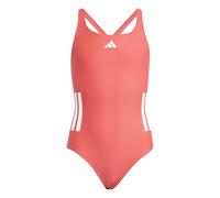 adidas Girl's 3-Stripes C-Back Swimsuit Kids, Semi Lucid Red/White, 5-6 Years