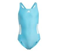 adidas Girl's 3-Stripes C-Back Swimsuit, Lucid Cyan/White, 11-12 Years