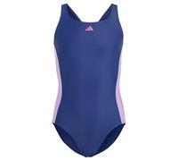 adidas Girl's Cut 3-Stripes Swimsuit, Victory Blue/Violet Fusion/Lucid Fuchsia, 11-12 Years