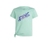 adidas Girl's Dance Knotted Tee, Easy Green/Silver Metallic, 14-15 Years