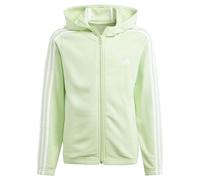 adidas Girl's Essentials 3-Stripes Full-Zip Hoodie, semi green spark/white, 11-12 Years
