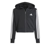 adidas Girl's ESSENTIALS FULL ZIP CROP HOODIE, Black/White, 9-10 Years