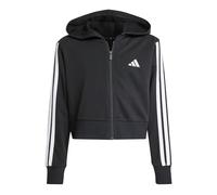 adidas Girl's ESSENTIALS FULL ZIP HOODIE, Black/White, 9-10 Years