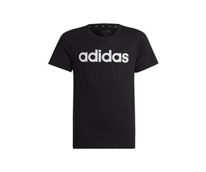 adidas Girl's Essentials Linear Logo Cotton Slim Fit Tee, Black/White, 13-14 Years