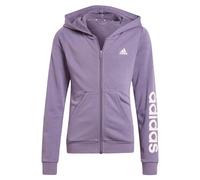 adidas Girl's Essentials Linear Logo Full-Zip Hoodie, shadow violet/clear pink, 13-14 Years