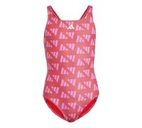 adidas Girl's Logo Graphic V-Back Swimsuit Kids, Semi Lucid Red/Lucid Pink, 9-10 Years