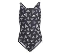 adidas Girl's Logo Swimsuit, Black/White, 9-10 Years
