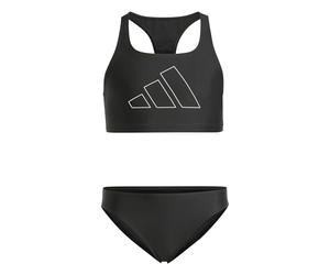 adidas Girl's Performance Big Bars Bikini Girls, Black/White, 5-6 Years