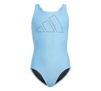 Adidas Girls Performance Big Bars Swimsuit Colour: Blue, Size: 5-6 years