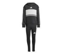 adidas Girl's SEASONAL ESSENTIALS TIBERIO 3 STRIPES FLEECE LEGGINGS SET, black/white/grey two, 3-4 Years