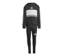 adidas Girl's SEASONAL ESSENTIALS TIBERIO 3 STRIPES FLEECE LEGGINGS SET, black/white/grey two, 5-6 Years