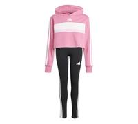 adidas Girl's SEASONAL ESSENTIALS TIBERIO 3 STRIPES FLEECE LEGGINGS SET, pink fusion/white/clear pink, 11-12 Years