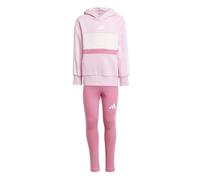 adidas Girl's SEASONAL ESSENTIALS TIBERIO 3 STRIPES FLEECE LEGGINGS SET, true pink/white/clear pink, 4-5 Years