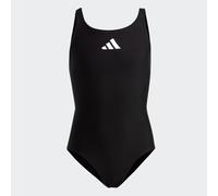 adidas Girl's Solid Small Logo Swimsuit, Black / White, 9-10 Years
