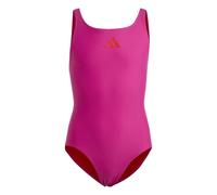 Adidas Girls Solid Small Logo Swimsuit Colour: Fuchsia, Size: 13-14 years