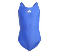 adidas Girl's Solid Small Logo Swimsuit, Semi Lucid Blue/White, 13-14 Years