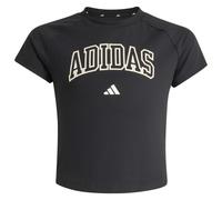 adidas - Girl's Sport Seasonals Collegiate Typography Tee - T-shirt size 116, grey/black