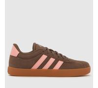 adidas Girls VL 3.0 Court Trainers in Brown & Pink, Suede, Size: 5 UK 5 (EU 38)