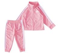 adidas Girls Zip Front Classic Tricot Jacket and Joggers Set, Light Pink Tone, 6 Months