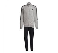 Adidas GK9975 M 3S FT TT TS Tracksuit mens top:medium grey heather/black bottom:black/white, Size 42/44
