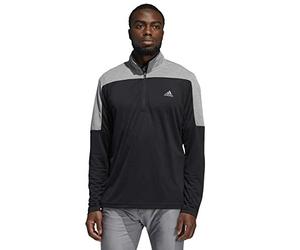 adidas Golf Mens 1/4 Zip UPF Lightweight LC Sweater - Black Mel - M