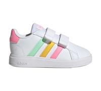 adidas Grand Court Lifestyle Hook and Loop Shoes, Synthetics Upper, White