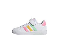 adidas Grand Court Court Elastic Lace and Top Strap Shoes Tennis Shoes Unisex - Children and Boys, Cloud White Pulse Mint Beam Pink, 11.5 UK