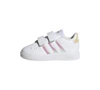 adidas Grand Lifestyle Court Elastic Lace and Top Strap Shoes Tennis, Cloud White/Iridescent/Cloud White, 1 UK Child