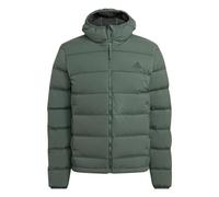 adidas HG8717 Men's Helionic Stretch Hooded Down Jacket, Green Oxide, S
