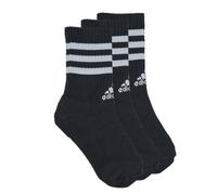 adidas Unisex 3-Stripes Cushioned Crew Socks 3 Pairs, Black / White, 4.5-6