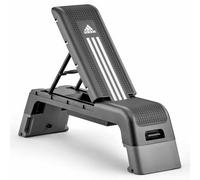 Adidas Hiit Deck, Adjustable Workout Bench & Aerobic Step, 20+ Configurations, Storage Compartment, Tube & Rope Included