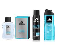 Adidas Ice Dive 3pc Set 400ml Shower Gel 100ml Aftershave 150ml Body Spray