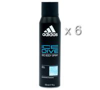ADIDAS ICE DIVE DEODORANT BODY SPRAY 150ML 3 OR 6 PACK