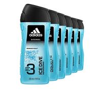 adidas Ice Dive Shower Gel with 3-in-1 Formula for Face, Body and Hair and a Long-lasting Fresh Feel, Shower Gel Set in 6 Pack (6 x 250 ml)