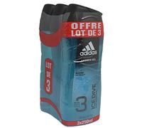 Adidas ICE DRIVE 3 in 1 Refreshing SHOWER GEL for Hair Body and Face for MEN (3 pack) 250ml / 8.4 fl oz each