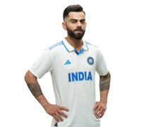 Adidas India Cricket Test Jersey (UK, Alpha, XS, Regular, Regular, White)
