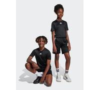 adidas Junior Boys Train Essentials 3 Stripe Set - Black, Black/White, Size 7-8 Years Black/White