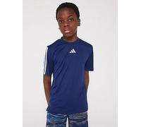 adidas Junior Boys Train Essentials 3 Stripe T-Shirt, Dark Blue/White, Size 5-6 Years Dark Blue/White