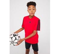 adidas Junior Boys Train Essentials 3 Stripe T-Shirt, Pure Ruby/Black, Size 5-6 Years Pure Ruby/Black